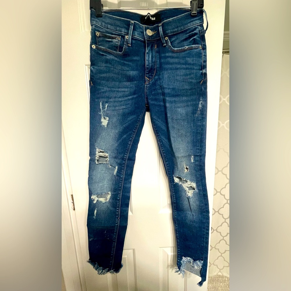 Express ankle distressed skinny jeans